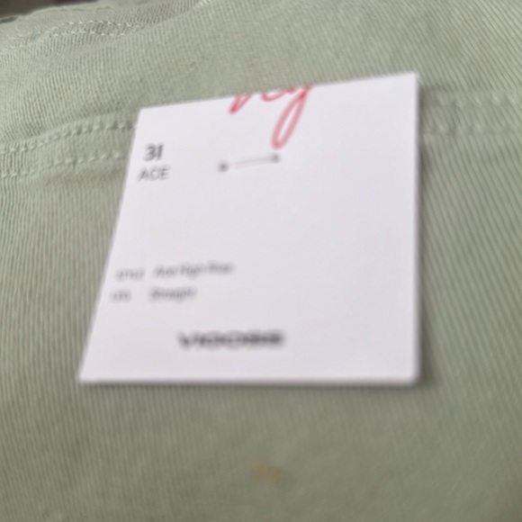 Vigoss Ace High Rise Straight Leg Balloon Style Jeans Light Green Women's 31 NWT - Picture 2 of 6